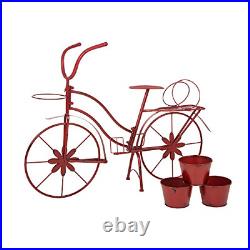 Glitzhome Bicycle Plant Stand Metal Standing Planter Hand Painted Flower Holder