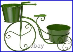Glitzhome Tricycle Bicycle Plant Stand Hand Painted Metal Standing Planter Flowe