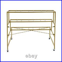 Gold 3 Tier Moving Shelf Plant Stand Metal Flower Display Rack with 12 Bucket