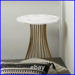 Gold Accented Santa Barbara End Table Plant Stand White Wash Finish 23 tall
