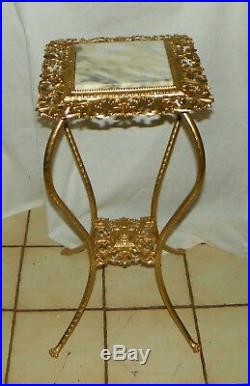Gold Metal Marble Top Plant Stand (RP)