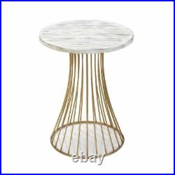 Gold White MID Century Modern Art Minimalist Side End Accent Table Plant Stand