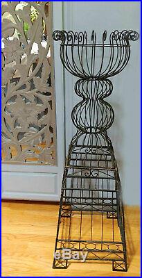 Gorgeous Vintage Look Fancy Very Tall 48 Wrought Iron Planter Metal Plant Stand