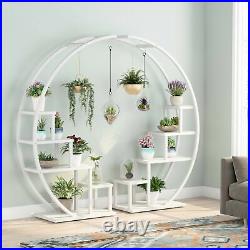 Graden Wood Plant Stand with 10 Shelves & 4 Fixed & 2 Movable Hooks, Ladder Design