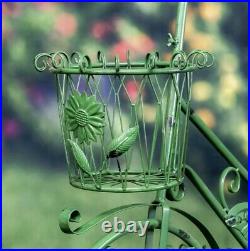 Green Butterfly Bicycle Plant Stand Metal Farm House Flower Outdoor Pot Vintage