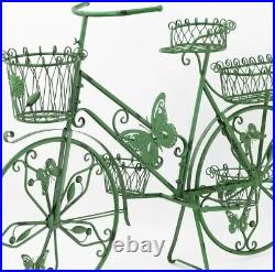 Green Butterfly Bicycle Plant Stand Metal Farm House Flower Outdoor Pot Vintage