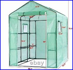 Greenhouse Outdoors with Shelves Stands for Plants Flowers Vegetables PE Cover