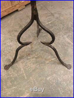 Hand Forged Wrought Iron Tripod Plant Stand with Hand Hammered Brass Planter