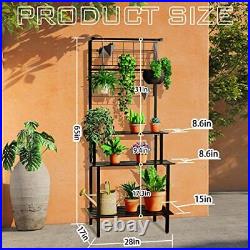 Hanging Plant Stand Indoor with 3 Tiers, Metal Tall Plant Stand with Hanging