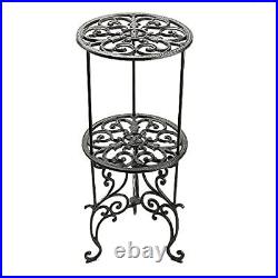 Heavy Duty Cast Iron Potted Plant Stand26inch 2 Tiers Metal Planter Rackdecorati
