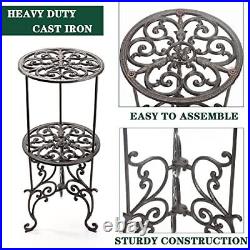 Heavy Duty Cast Iron Potted Plant Stand26inch 2 Tiers Metal Planter Rackdecorati