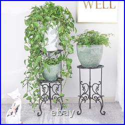 Heavy Duty Cast Iron Potted Plant Stand, 26-Inch 2 Tiers Metal Planter Rack, Decor