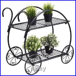 Heavy Duty Metal Flower Cart Pot Rack Plant Display Stand Holder Decor