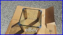 Heavy Glass Chrome Modern Contemporary Cube End Side Table Plant Stand Base