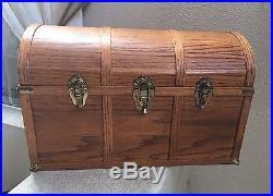 Heavy Hand-Made Solid Honey Oak Trunk withRemovable Tray Brass Latches & Handles