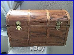 Heavy Hand-Made Solid Honey Oak Trunk withRemovable Tray Brass Latches & Handles