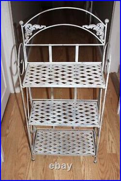 Heavy Ornate Iron Metal Collapsible 3 Tier Lattice Plant Stand Indoor/outdoor