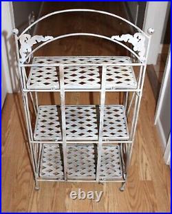 Heavy Ornate Iron Metal Collapsible 3 Tier Lattice Plant Stand Indoor/outdoor