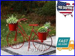 Home Outdoor Patio Decor Garden Yard Oversized Metal Red Bicycle Plant Stand