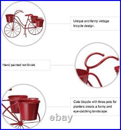 Home Outdoor Patio Decor Garden Yard Oversized Metal Red Bicycle Plant Stand