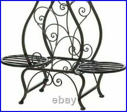 Hourglass Shaped Plant Stand Metal Scrollwork, 3-Plant Holder Display, Assembled