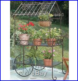 House Plant Stand Large Modern Cart Flower Display Garden Decor Iron Outdoor Pot