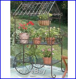House Plant Stand Large Modern Cart Flower Display Garden Decor Iron Outdoor Pot