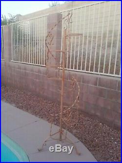 Huge Mid Century Modern Wrought Iron Metal Spiral Staircase Plant Stand 77 H