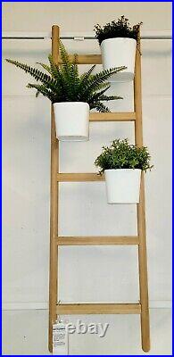 IKEA SATSUMAS Plant stand with 5 plant pots, Steel-bamboo, white, 49¼ NWT
