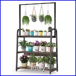 Indoor Hanging Plant Stand 3-Tier Plant Shelves with 5 Hooks Flower Holder Rack