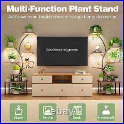 Indoor Metal Flower Plant Stand with Grow Light, 8 Layers High Plant Stand