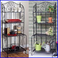 Indoor / Outdoor Folding Metal Bakers Rack Plant Stand with 4 Shelves