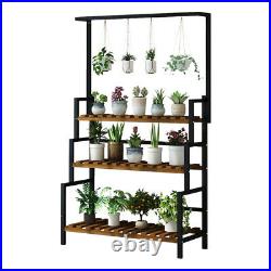 Indoor Outdoor Hanging Plant Stand 3Tier Ladder Shelf Flower Display Rack Holder