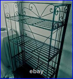 Indoor/Outdoor Wrought Cast Iron Metal Bakers Rack 5 Fold Out Shelf Plant Stand