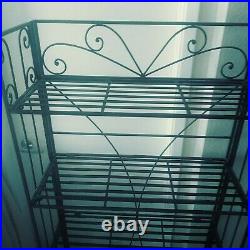 Indoor / Outdoor Wrought Iron Metal Bakers Rack 5 Fold Out Shelf Plant Stand