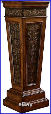 Indoor Pedestal Plant Stand Wood Scroll Accent Table Hall Entry Pillar Column