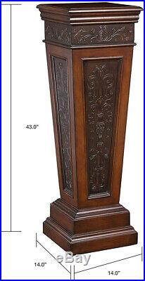 Indoor Pedestal Plant Stand Wood Scroll Accent Table Hall Entry Pillar Column