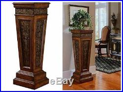 Indoor Plant Stand Tall Accent Pedestal Table Display Pillar Unique Decor Wood