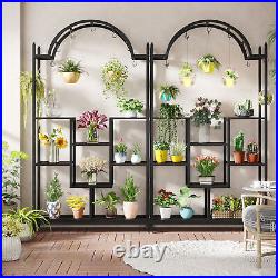 Indoor Plant Stand with Hanging Hooks, Flower Bonsai Pots Display Rack Balcony