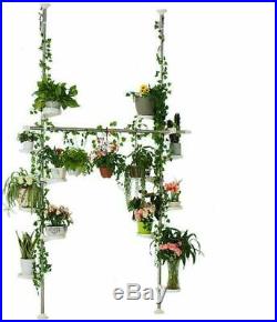 Indoor Plant Stands Spring Double Tension Pole Metal Flower Display Rack