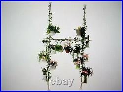 Indoor Plant Stands Spring Double Tension Pole Metal Flower Display Rack, Ivory