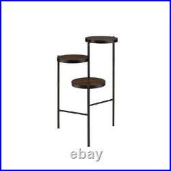 Industrial 3 Tiers Wood Metal Plant Stand Flower Balcony Pot Living Decorative
