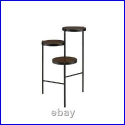 Industrial Apartment Home 3 Tiers Wood Metal Plant Stand Flower Pot Patio Rack