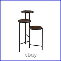 Industrial Apartment Home 3 Tiers Wood Metal Plant Stand Flower Pot Patio Rack