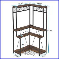 Industrial Wood Indoor Corner Plant Stand Flower Pot Stands with Hooks Balcony