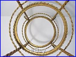 Italian Florentine Shabby Chic Rope Tassel Plant Stand Twisted Metal Gold Gilt