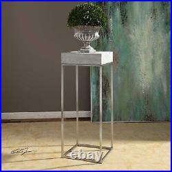 Jude Urban Modern 36 Stainless Steel Pedestal Display Table Thick Concrete Top
