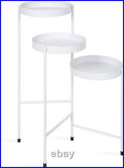 Kate and Laurel Finn Tri-Level Metal Plant Stand, White
