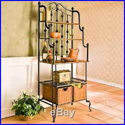 Kitchen Appliance Storage Hutch Bakers Rack Farmhouse Industrial Plant Stand New