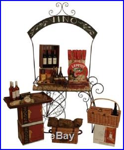 Kitchen Cart And Wine Rack Rustic Antique Style Metal Patio Planter Holder Stand